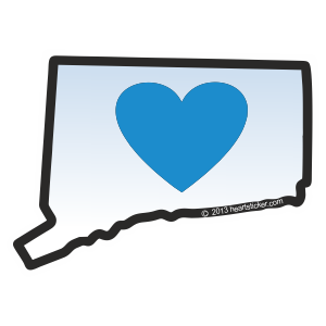 CT Heart in Connecticut Sticker