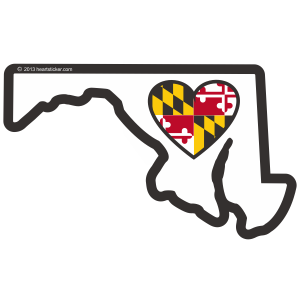 MD Heart in Maryland Sticker