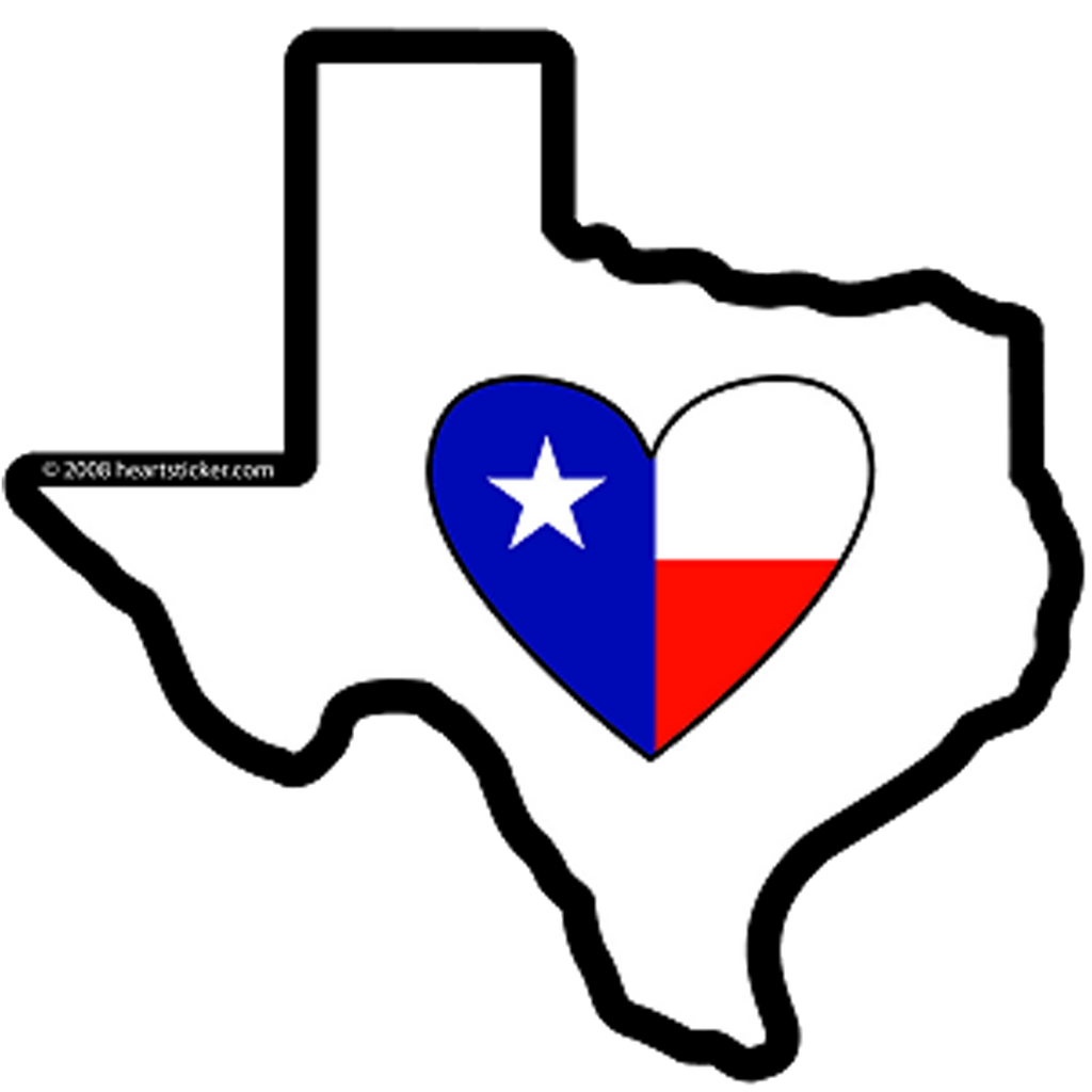 TX Heart In Texas Sticker