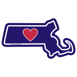 MA Heart in Massachusetts Sticker