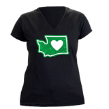 Heart in Washington Ladies Cut V-Neck