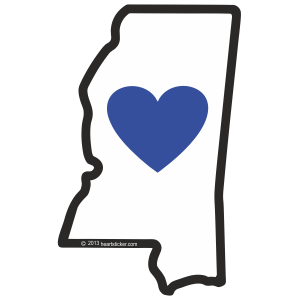 MS Heart in Mississippi Sticker