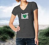 Heart in Oregon Ladies Cut V-Neck Shirt